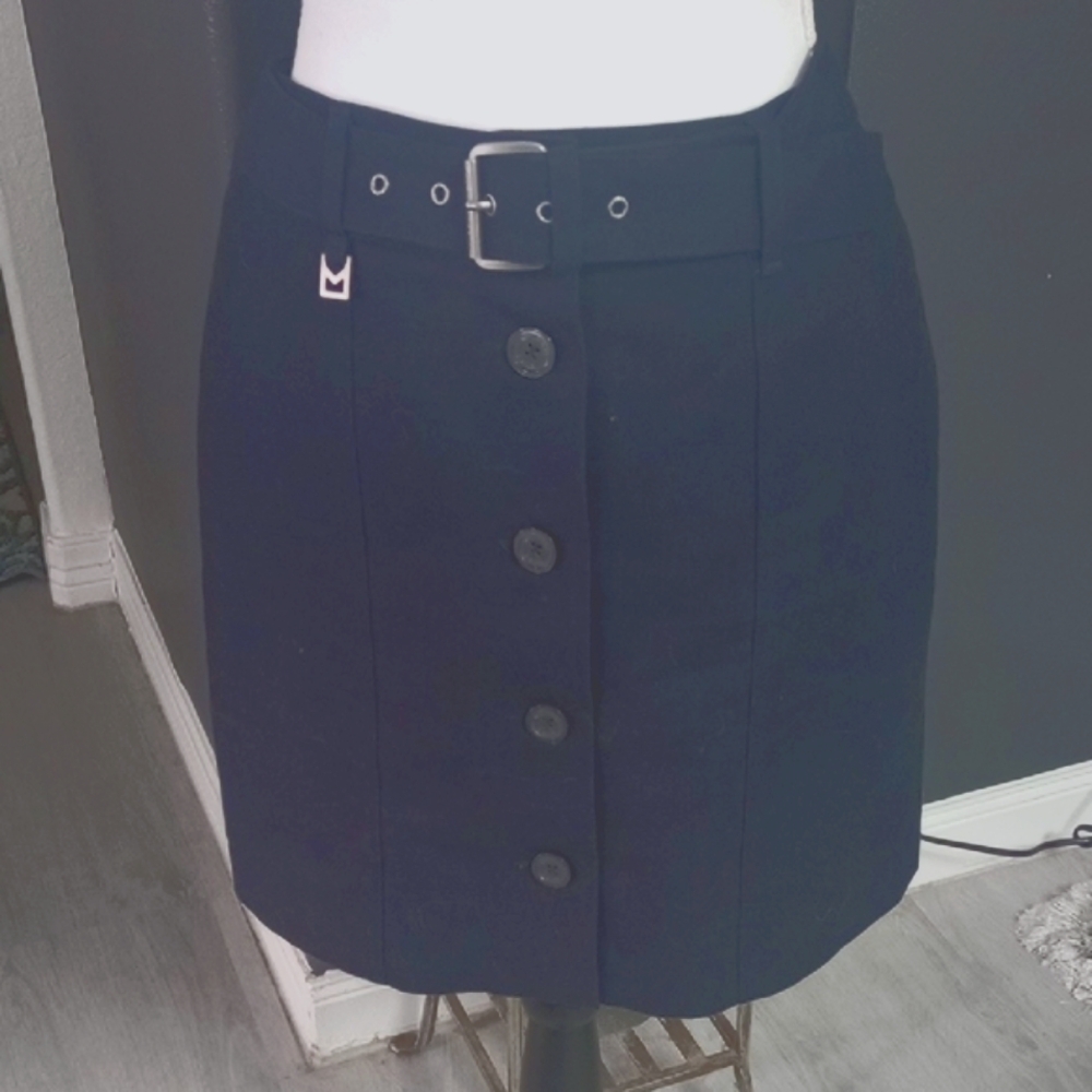 Michael Kors Dark Blue Buttoned Pencil Skirt